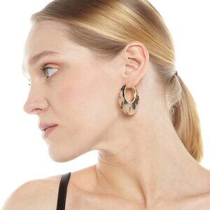 Rock-Chic Animal Print Hoop Earrings – Resin & Gold Details – New